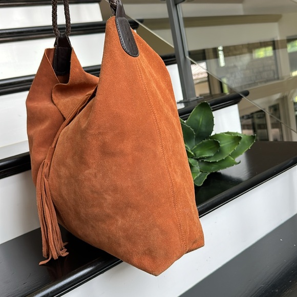 Maurizio Taiuti Genuine Italian Suede Leather Tote Hobo Bag like new - Picture 8 of 11